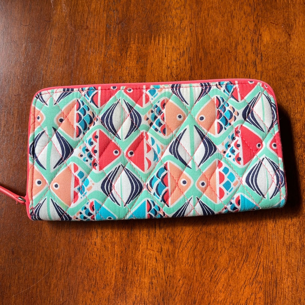 Vera Bradley Orange & Blue Go Fish Zipper Wallet